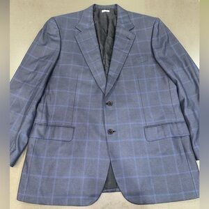 Brioni Palatino Navy Plaid 2-Button Sport Jacket Blazer 44 R Silk/Wool